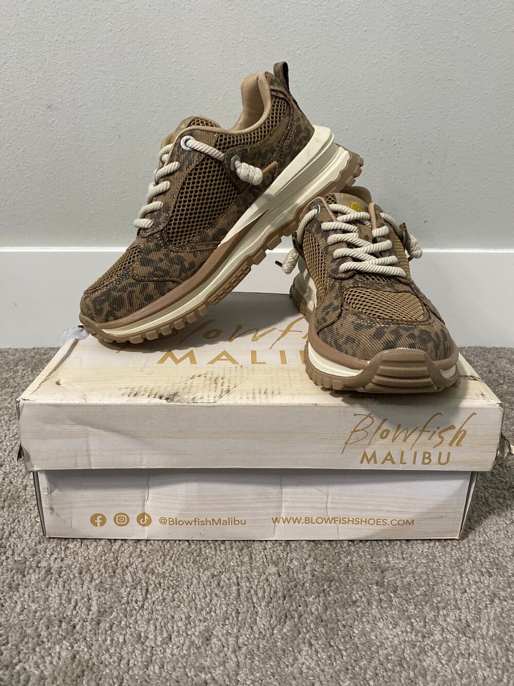 New Blowfish Malibu Leotina Leopard Chunky Sneakers Women’s Size 7.5